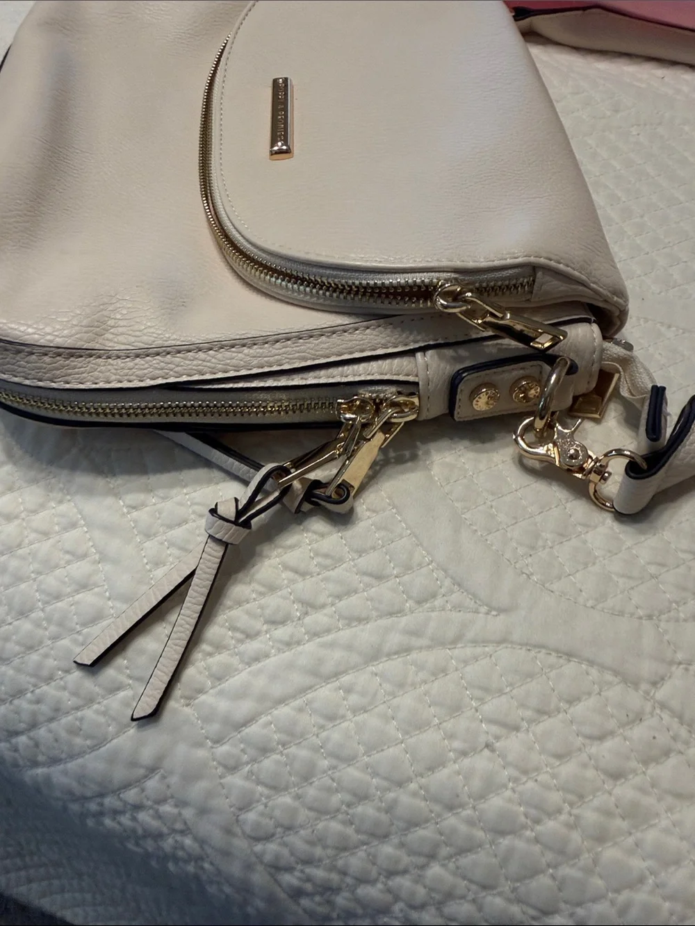 Poppy & Peonies Pale Pink Pebbled Leather Shoulder Bag